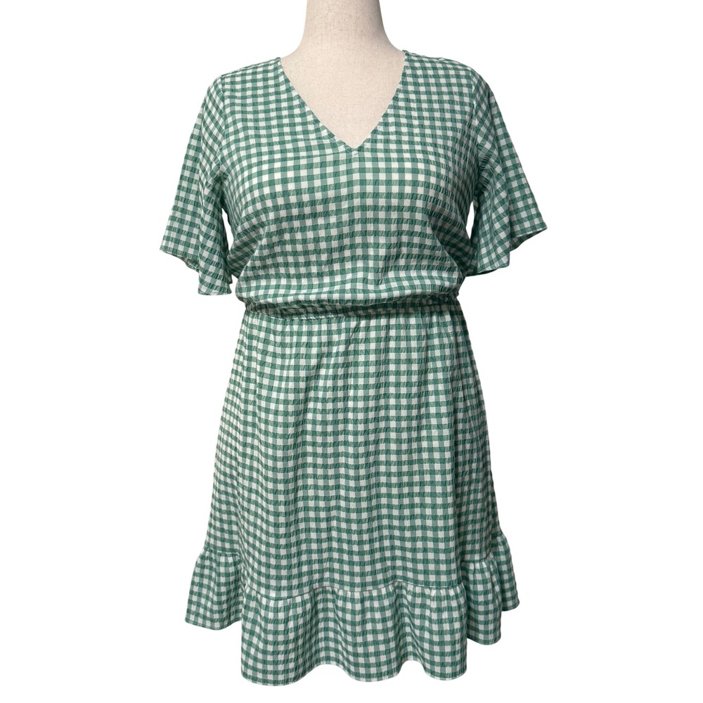 Loft Women's Fit and Flare Checkered Gingham Large dress cottagecore ruffle - Picture 1 of 10